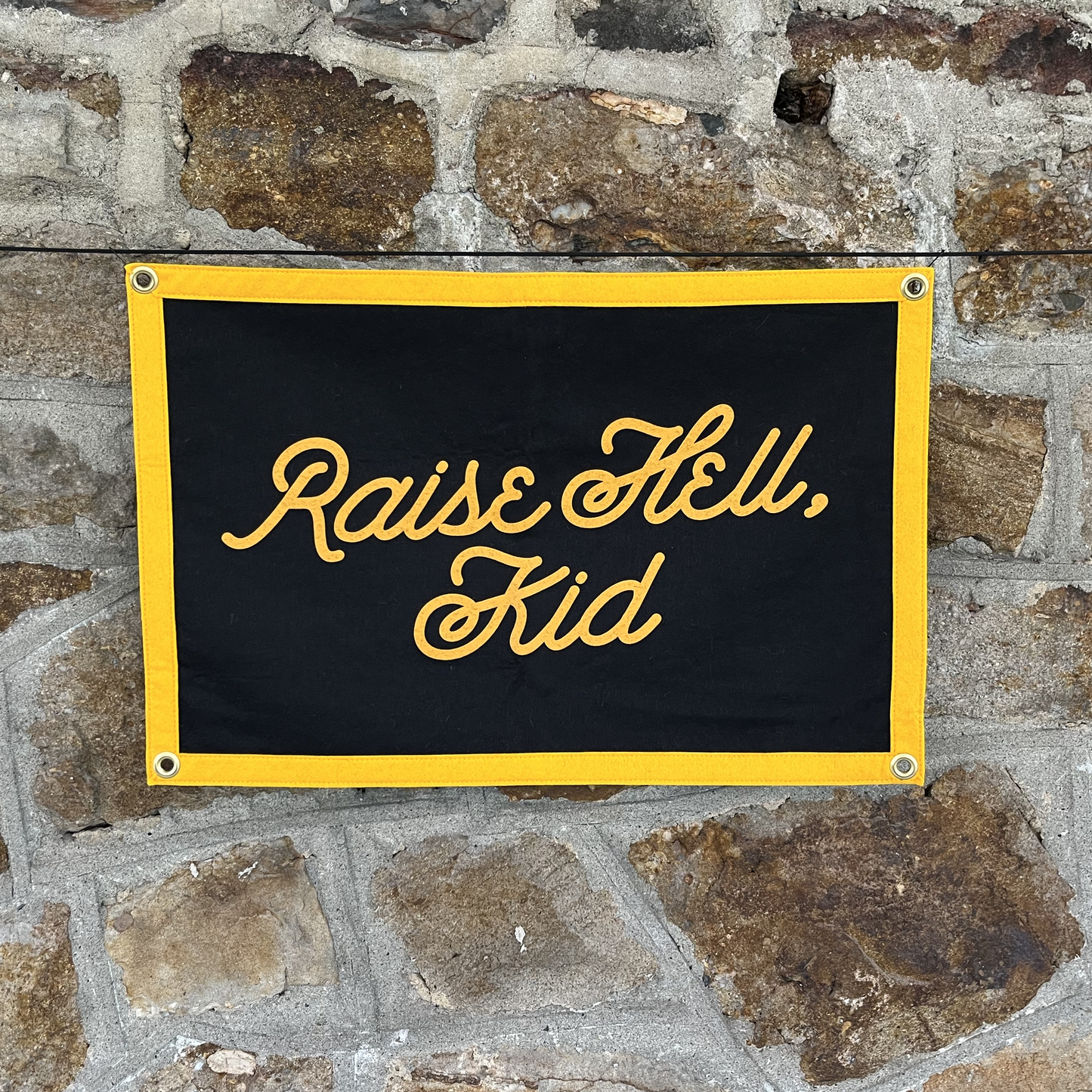 RAISE HELL, KID Oxford Pennant Camp Flag