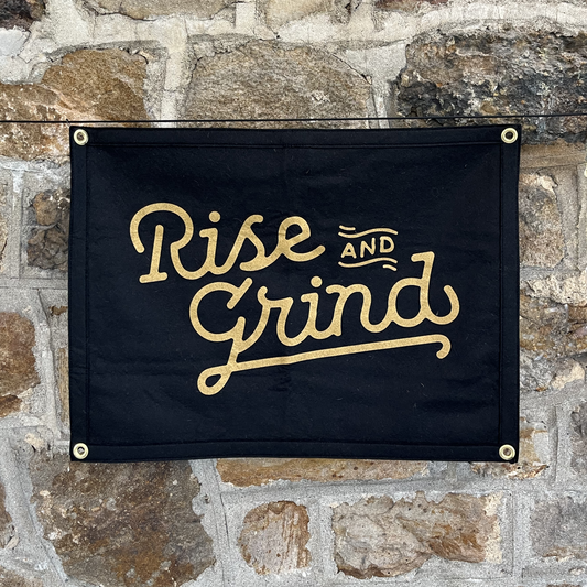 RISE AND GRIND Oxford Pennant Camp Flag