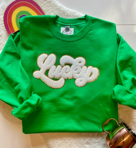 LUCKY Chenille Patch Crewneck